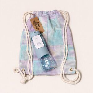 Drawstring Backpack & PRIMARK Pop-Up Straw Water Bottle Set NWT